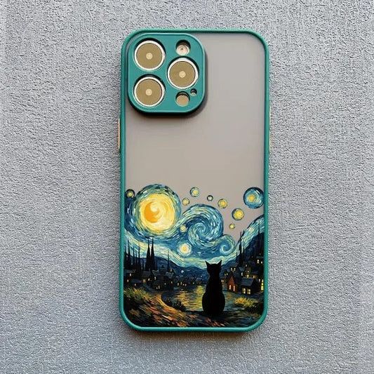 Artistic Black Cat Starry Night