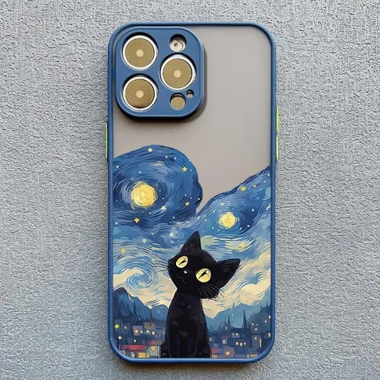 Artistic Black Cat Starry Night