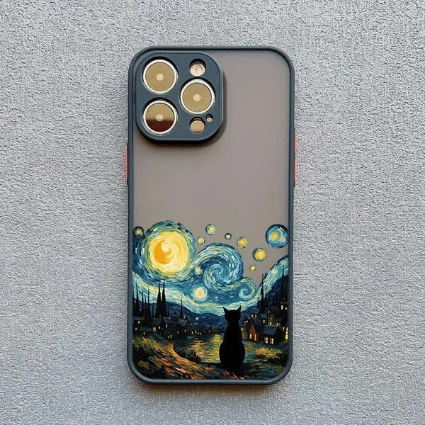 Artistic Black Cat Starry Night