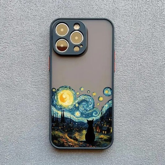Artistic Black Cat Starry Night