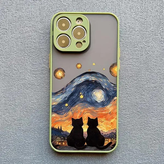 Artistic Black Cat Starry Night