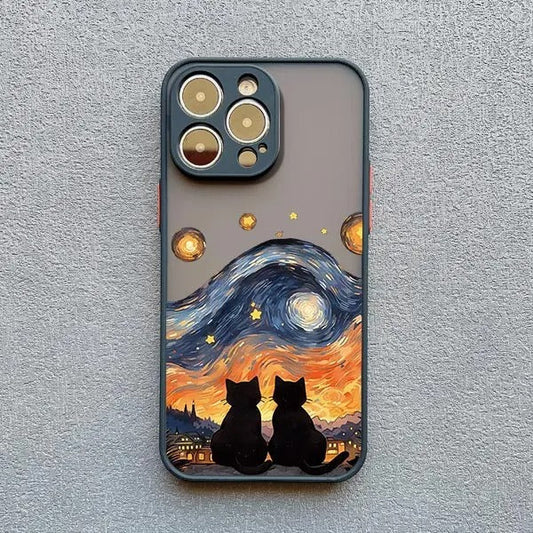 Artistic Black Cat Starry Night