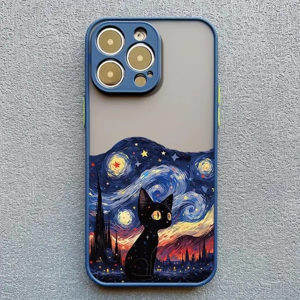 Artistic Black Cat Starry Night